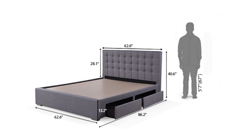 LEMON UPHOLSTERED STORAGE BED Queen Size